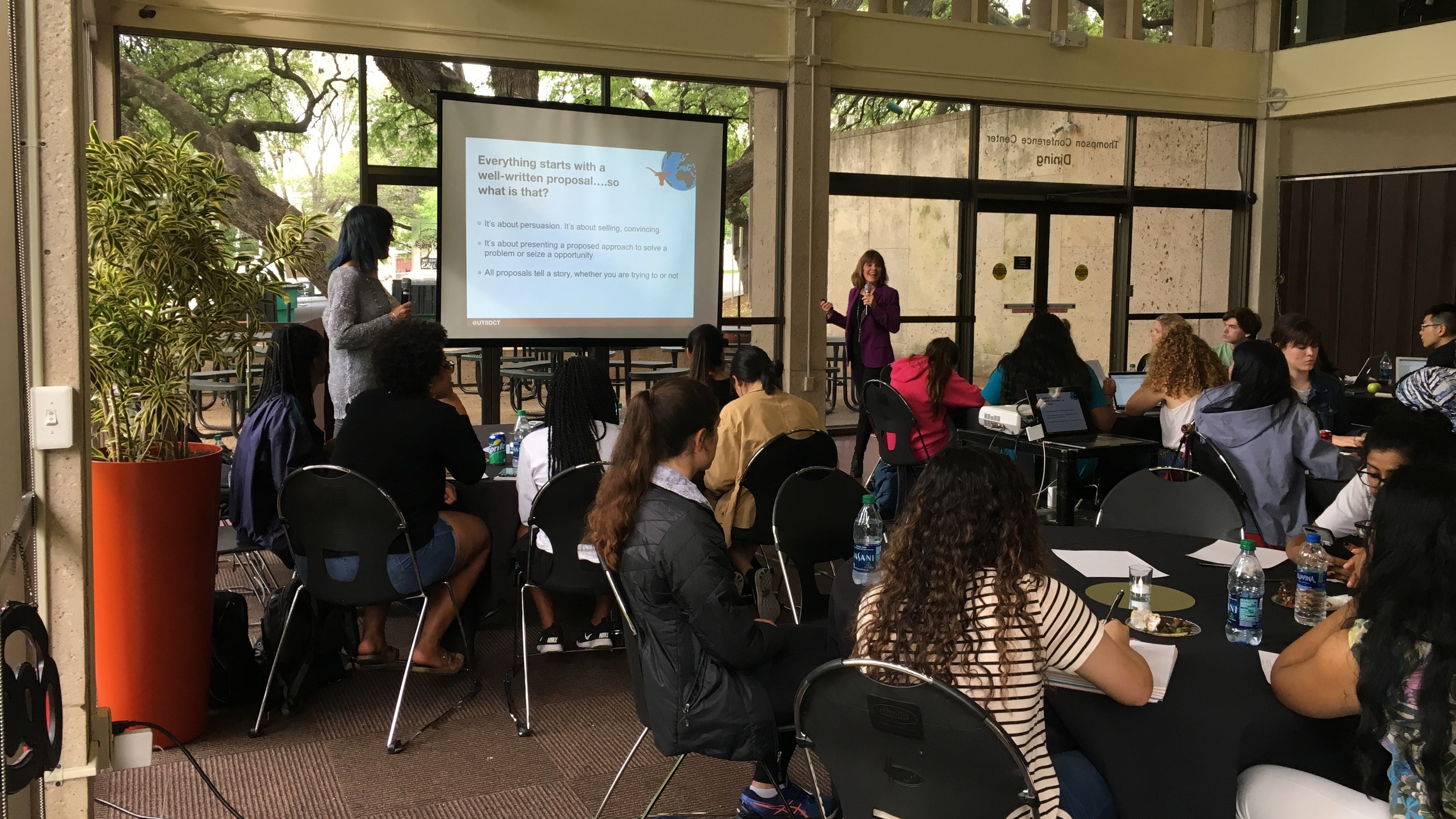 Students attend a workshop.