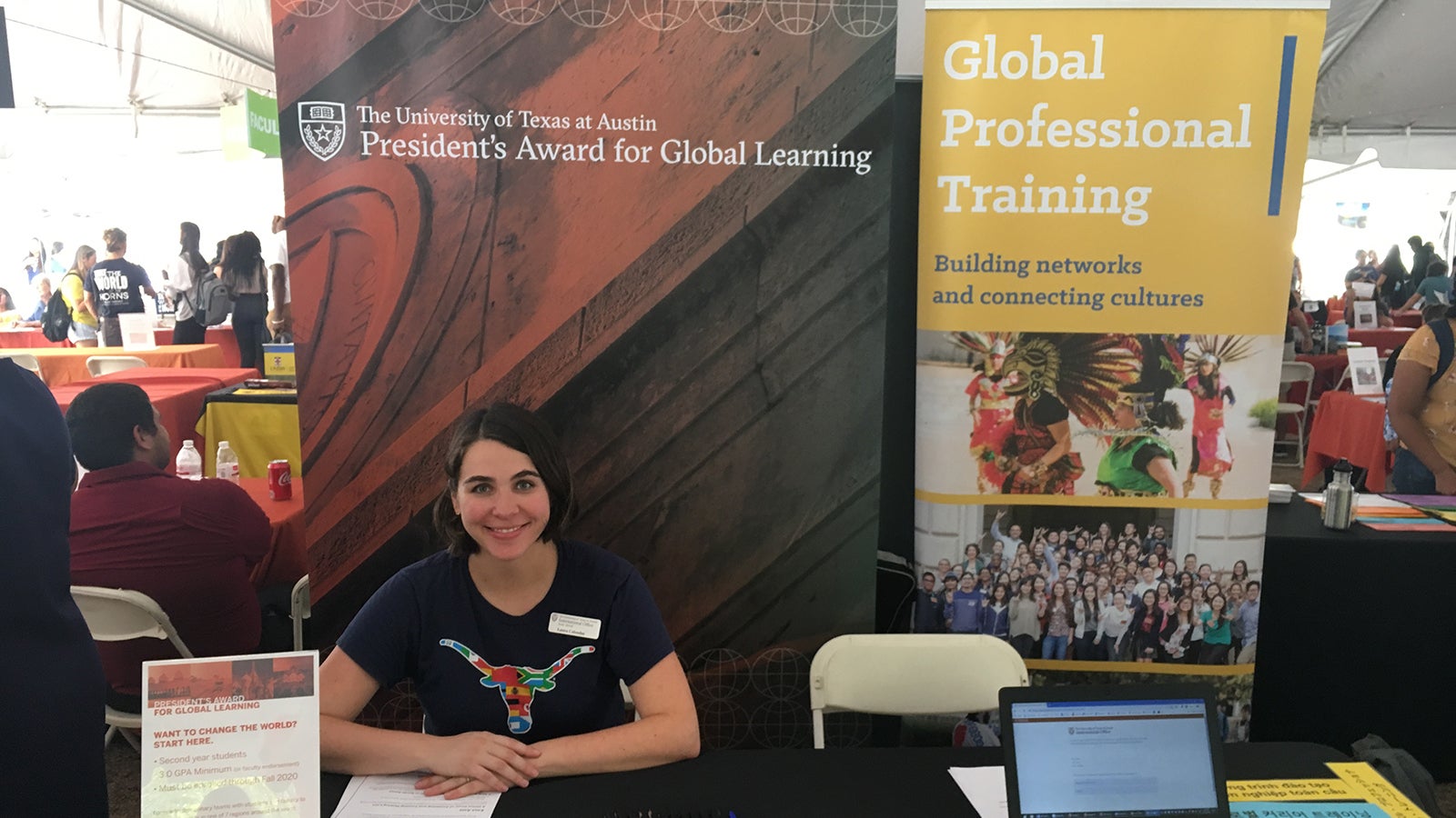 Study abroad staff member tabling at the Study Abroad Fair